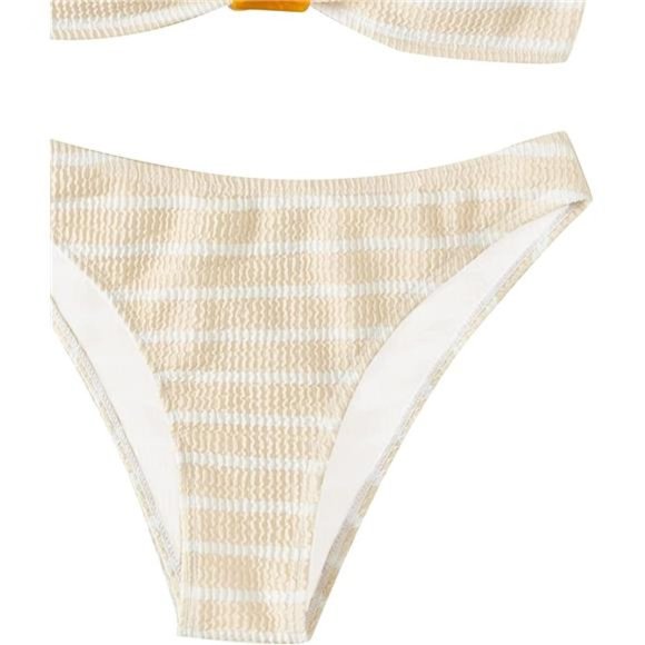 2 Piece Striped Swimsuit Strapless High Waisted Thong Bikini Set Bathing Suit - Picture 4 of 4